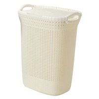 藤栄 ふた付きバスケット 57L Knit ホワイト ﾆﾂﾄﾗﾝﾄﾞﾘ-ﾊﾞｽｹﾂﾄ57LWH