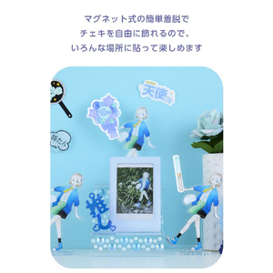 エレコム instax(チェキ)mini film用 マグネットフォトフレーム ブルー IC-PCMGBU-イメージ4