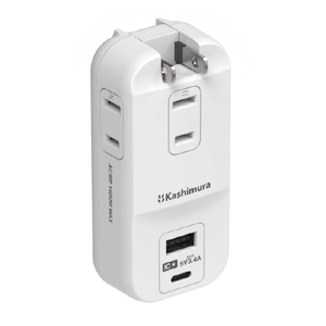 カシムラ 旅行用電源タップ AC3 USBA+C 3．4A 自動識別 リバーシブル ホワイト WM-34-イメージ1
