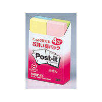 3M ポスト・イット ふせん 再生紙 75×25mm 4色 4冊×10個 FC58622-500RP-BK