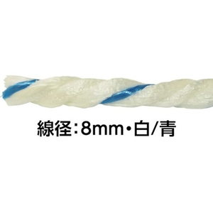 司化成工業 ペッピーロープ 色白／青 線径8mm 長さ300m FC728GY-7731281-イメージ3