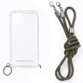 PHONECKLACE iPhone 12/12 Pro用ロープショルダーストラップ付きクリアケース カーキ PC20437I12P