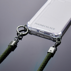 PHONECKLACE iPhone 12/12 Pro用ロープショルダーストラップ付きクリアケース カーキ PC20437I12P-イメージ17