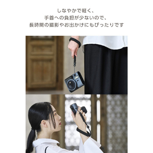 エレコム instax(チェキ)miniシリーズ用 ハンドストラップ/ロープ編み ブラック IC-STHKNBK-イメージ5