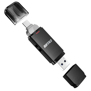 BUFFALO USB3．2(Gen2) Type-C/Aコネクター両対応 中低速帯 スティック(500GB) ブラック SSD-SD500U3-BA-イメージ1