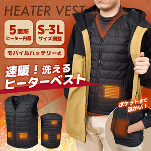 サンコー 洗えるヒーターベスト HEATBTSBK-イメージ2