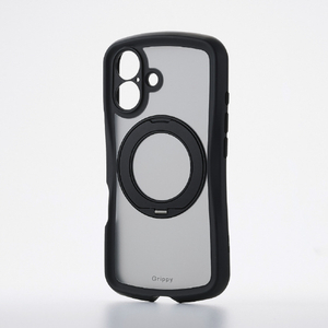 エレコム iPhone 16 Grippy ハイブリッドケース フレームカラー 極限 MAGKEEP スタンド ブラック PM-A24AGRSTKMBK-イメージ1
