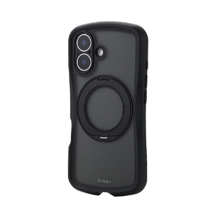 エレコム iPhone 16 Grippy ハイブリッドケース フレームカラー 極限 MAGKEEP スタンド ブラック PM-A24AGRSTKMBK-イメージ2