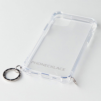 PHONECKLACE iPhone 12/12Pro用ストラップ取り付け用リング付きクリアケース シルバーチャーム PC20438I12P