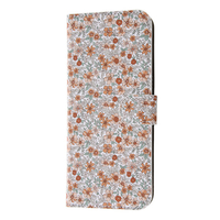 レイアウト かんたんスマホ3用耐衝撃 手帳型レザーケース 花柄 ストラップ付 花柄/オレンジ RT-KS3ALC3/FO