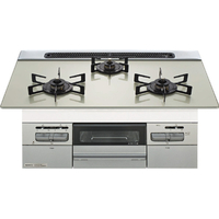 ノーリツ 【都市ガス用】ビルトインガスコンロ(幅75cm) ミッケ ガラストップ/ムーンシルバー、フェイス/メタリックシルバー､ゴトク/ブラック NWV7AP2VC 12A13A