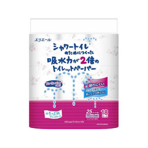 大王製紙 シャワートイレ 吸水力が2倍 ダブル 25m フラワープリント 18ロール FCF593U-イメージ1