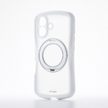 エレコム iPhone 16 Grippy ハイブリッドケース フレームカラー 極限 MAGKEEP スタンド ホワイト PM-A24AGRSTKMWH