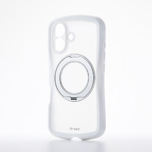 エレコム iPhone 16 Grippy ハイブリッドケース フレームカラー 極限 MAGKEEP スタンド ホワイト PM-A24AGRSTKMWH-イメージ1