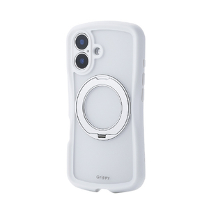 エレコム iPhone 16 Grippy ハイブリッドケース フレームカラー 極限 MAGKEEP スタンド ホワイト PM-A24AGRSTKMWH-イメージ2