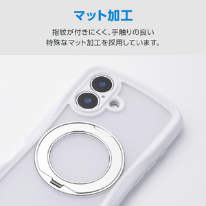 エレコム iPhone 16 Grippy ハイブリッドケース フレームカラー 極限 MAGKEEP スタンド ホワイト PM-A24AGRSTKMWH-イメージ5