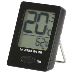 オーム電機 温度が見やすい温湿度計 健康サポート機能付き ブラック HB-T03B-K-イメージ1