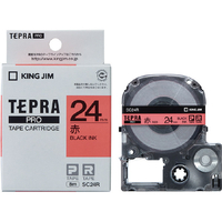 キングジム テプラ PROテープカートリッジ カラーラベル(パステル) 24mm幅 赤/黒文字 SC24R