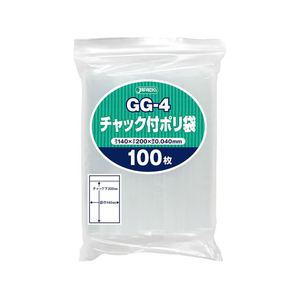 ジャパックス チャック袋付ポリ袋 透明 厚み0.04mm 100枚 FCG641V-GG-4-イメージ1