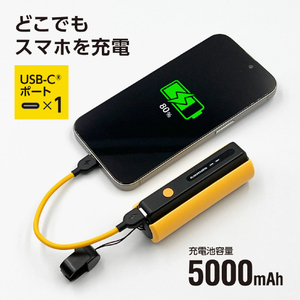 多摩電子工業 LEDライト付きモバイルバッテリー イエロー TL98CY-イメージ3