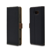 ラスタバナナ BASIO4/かんたんスマホ2/かんたんスマホ2+用薄型手帳ケース サイドマグネット ブラック×ダークブラウン 6794KNTN2PBO