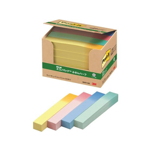 3M ポスト・イット ふせんハーフ 再生紙 エコノパック 75×12.5mm 4色 20冊 FC58626-5601-GK-イメージ2