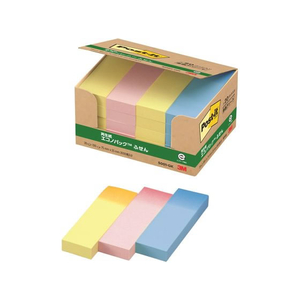 3M ポスト・イット ふせん 再生紙 エコノパック 75×25mm 3色 20冊 FC58627-5001-GK-イメージ2
