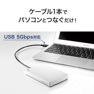 I・Oデータ USB 5Gbps(USB 3．2 Gen1)対応 ポータブルハードディスク 2TB ホワイト HDPH-UTV2W-イメージ6