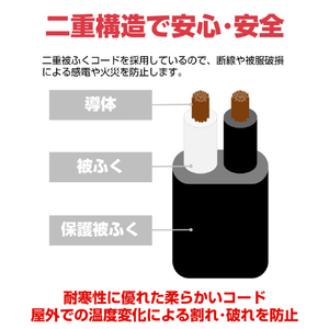 エルパ 防雨型延長コード(3m) ブラック CP-BE03-イメージ4