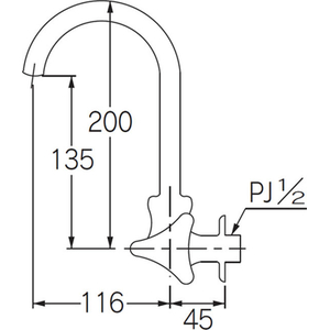 エスコ PJ 1／2“ 横型スワン水栓 FCJ837L-EA468BJ-4-イメージ2