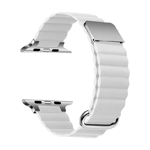 GAACAL Apple Watch Series 1-8/SE1-2(38/40/41mm)用マグネット式PUレザーバンド ホワイト×シルバー W00186WA-イメージ1