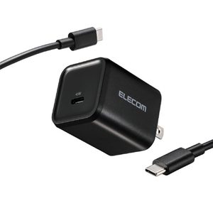 エレコム USB Power Delivery 45W AC充電器(C-Cケーブル付属/1．5m) ブラック MPA-AC12345BK-イメージ1