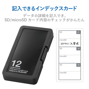エレコム メモリカードケース/インデックス台紙/SDメモリーカード6枚+microSDメモリーカード6枚収納 ブラック CMC-SDCPP12BK-イメージ5