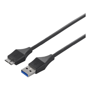 BUFFALO USB3．0スリムケーブル(A to microB・0．5m) ブラック BSUAMBSU305BK-イメージ1