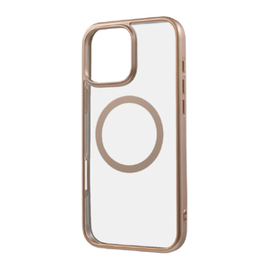 レイアウト iPhone 16 Pro Max用Like standard MagSafe対応 マグネットアクセサリー対応 衝撃吸収 バンパー マット メタリック ハイブリッドケース ピンクゴールド RT-P49MG3/PGM-イメージ1