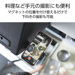 エレコム マグネット式スマホスタンド“モバピタselfie” ブラック P-DSCMPMWBK-イメージ3