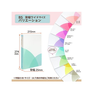 プラス PASTYルーズリーフバインダー B5-S ワイド ソーダブルー FCC1713-98-814/FC-810PR-イメージ5