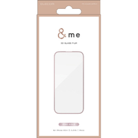 エレコム iPhone 16用ガラスフィルム &me フレーム付き 高透明 ピンクゴールド PM-A24AFLGFPNM