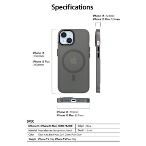 araree iPhone 15 Plus用MagSafe対応ケース AERO FRAME クリアマット AR25444I15PL-イメージ9