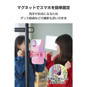 エレコム マグネット式スマホスタンド“モバピタselfie” ピンク P-DSCMPMWPN-イメージ3