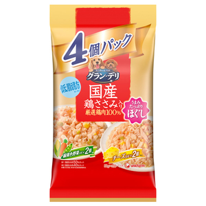 ユニ・チャームペットケア グラン・デリ 銀のさらパウチほぐし成犬バラエティ 緑黄色野菜入り、緑黄色野菜・チーズ入り 80g×4 ｷﾞﾝｻﾗPｾｲｹﾝﾊﾞﾗｴﾃｲ80GX4P-イメージ1