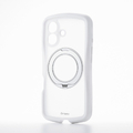 エレコム iPhone 17 Grippy ハイブリッドケース フレームカラー 極限 MAGKEEP スタンド ホワイト PM-A25AGRSTKMWH