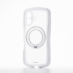 エレコム iPhone 17 Grippy ハイブリッドケース フレームカラー 極限 MAGKEEP スタンド ホワイト PM-A25AGRSTKMWH-イメージ1