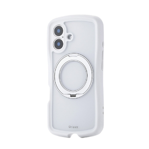 エレコム iPhone 17 Grippy ハイブリッドケース フレームカラー 極限 MAGKEEP スタンド ホワイト PM-A25AGRSTKMWH-イメージ2