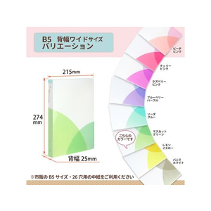 プラス PASTYルーズリーフバインダー B5-S ワイド マスカットグリーン FCC1714-98-815/FC-810PR-イメージ5