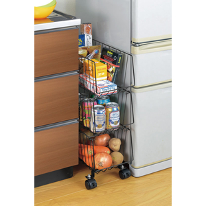 TAKAGI スタッキング式3段マルチ収納バスケットスリム ブラック FCJ635W-4907052860537-イメージ6