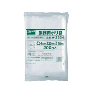 トラスコ中山 TRUSCO 小型ポリ袋 縦340×横230×t0.05 200枚入 透明 FC975GK-0024121-イメージ1