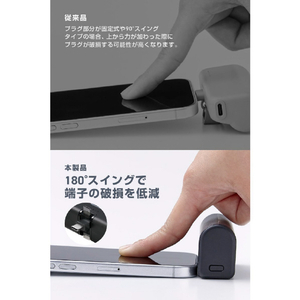 エレコム 折り畳み式直挿しモバイルバッテリー(USB Type-Cプラグ/5000mAh) ブラック DE-C57L-5000BK-イメージ4