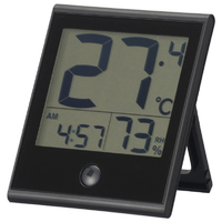 オーム電機 温度が見やすい温湿度計 ブラック TEM-210B-K