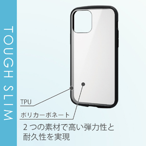 エレコム iPhone 12/12 Pro用ハイブリッドケース TOUGH SLIM LITE フレームカラー ブラック PM-A20BTSLFCBK-イメージ3